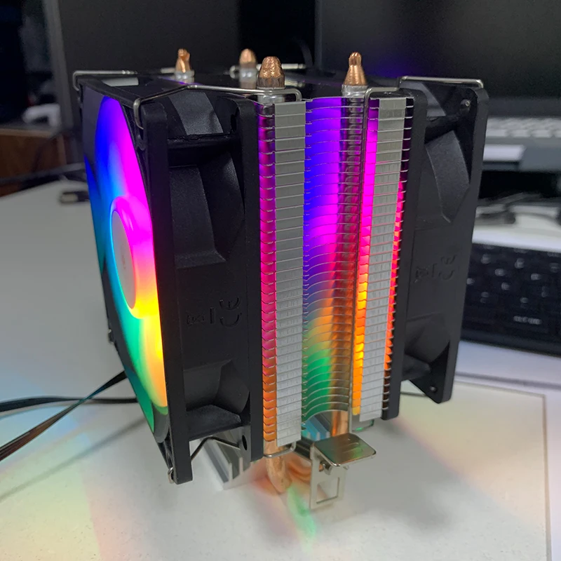Фото Кулер для процессора 90 мм, 3/4-контактный кулер для процессора Intel LGA 1150 1151 1155 1200 1700 1366 AMD AM3 AM4 №4