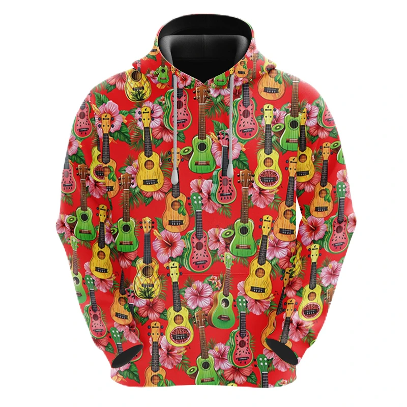 Мужские толстовки с графическим рисунком для любителей гавайской гитары пуловер