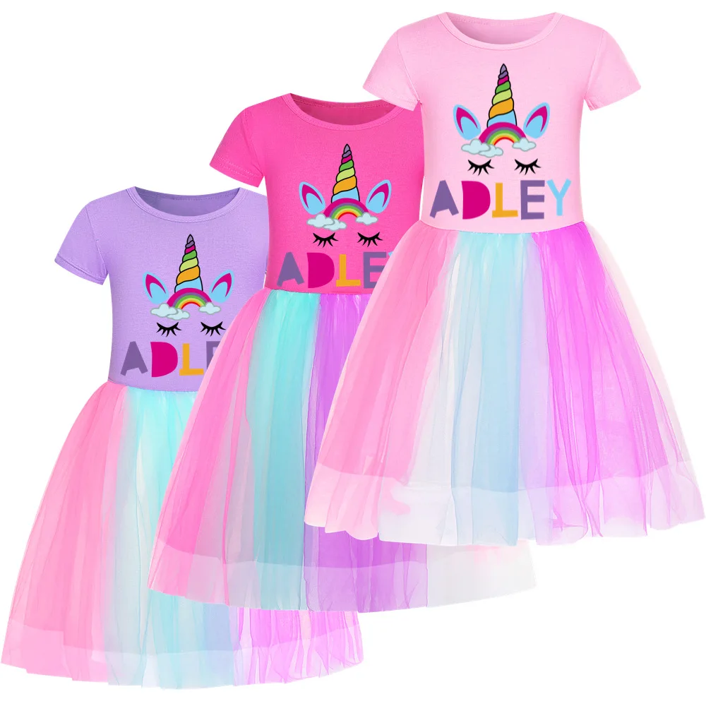 

Girls Casual Dresses 2022 New Summer Kids Baby A for Adley Lace dresses Birthday Party Costumes Toddler Princess Vestidos 2-6Y