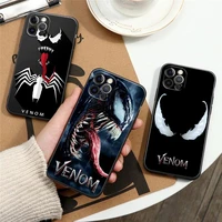 marvel for apple iphone 13 12 11 pro 13 12 mini x xr xs max se 6s 7 8 plus phone case black soft silicone cover horro venom face