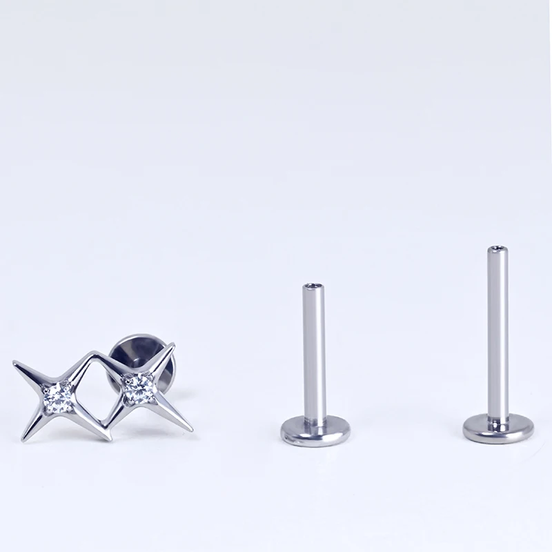 

23g titanium alloy ear ring lip pin Gemini star simple personality sweet beauty body puncture ornaments