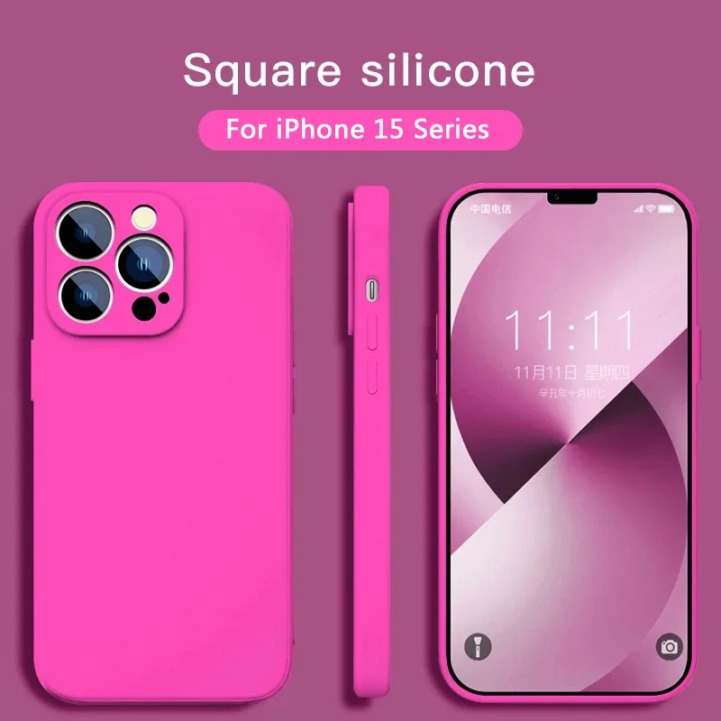 

Original Square Liquid Silicone Phone Case For IPhone 15 14 13 12 11 Pro Max Plus Mini Plus XS Max Fashion Soft Bumper Cover