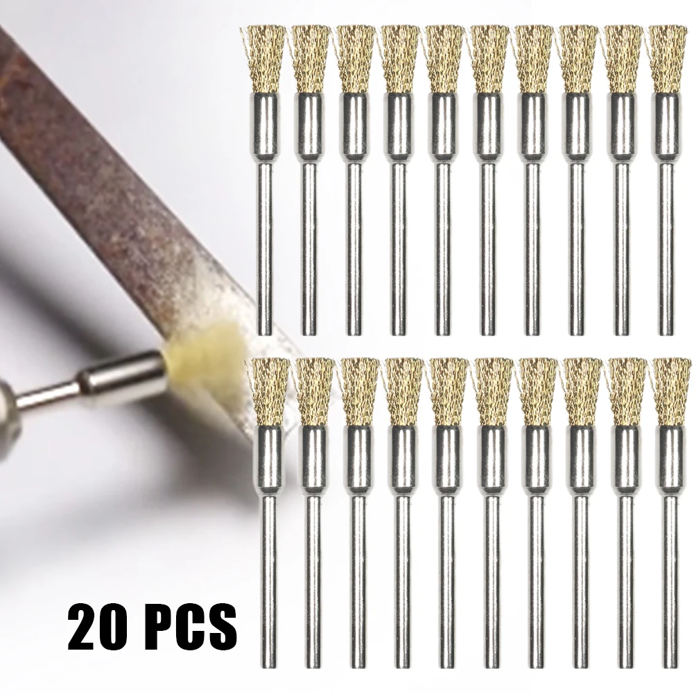 

Brushes Polising Brushes 20Pcs 40 Mm (1.57 Inch) Length Brass Rotary Metals Wire Wheel Pencil Pratical Durable