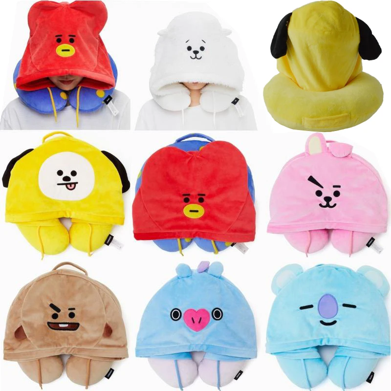 36 см Kawaii Bt21 любовь Овен печенье Коала мультфильм с капюшоном U-образная подушка