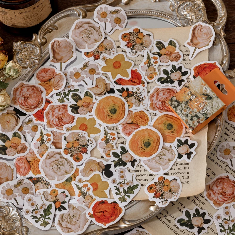 

Наклейки Декоративные самоклеящиеся для ноутбука, наклейки 46 шт. с милыми растениями, цветами, розами, маргаритками для скрапбукинга, канце...