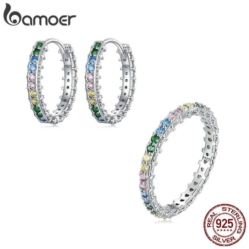 

Женские серьги-гвоздики из циркония Bamoer, ювелирный набор из стерлингового серебра 925 пробы, подарок на свадьбу