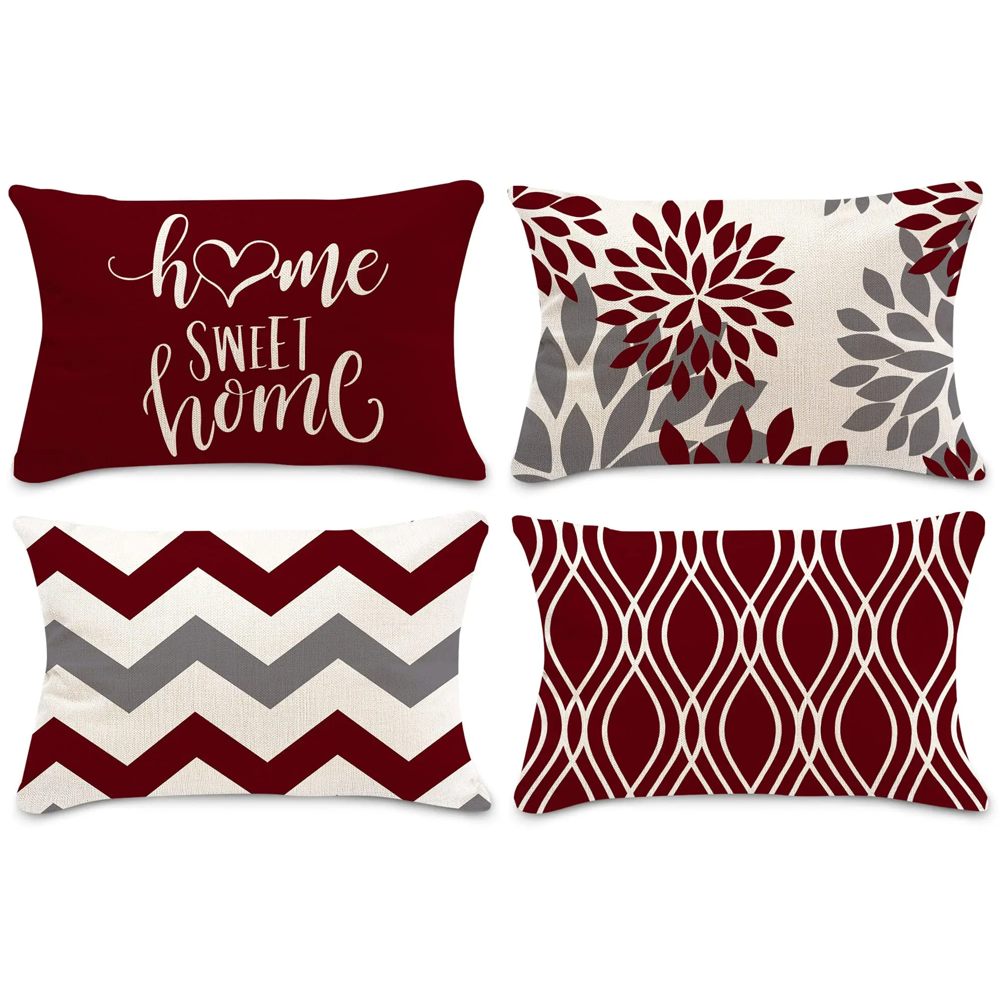 

Red white geometric linen pillowcase sofa cushion cover home decoration can be customized for you 30x50 40x60