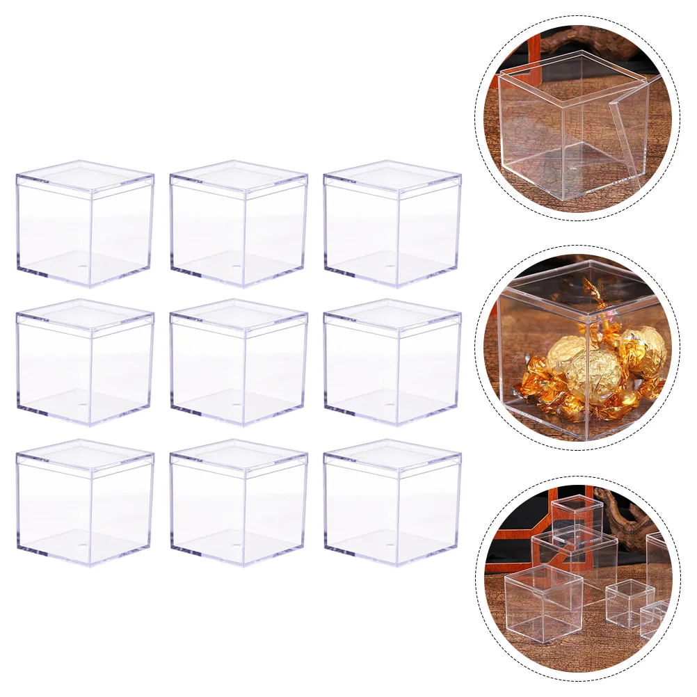 

Box Acrylic Boxes Clear Display Square Candy Storage Containers Jewelry Cube Gift Packing Mini Wedding Case Container