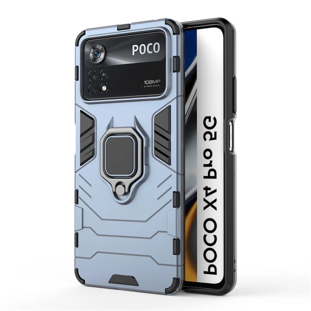 

For Poco X4 Pro M3 M4 4G F3 F2 F1 X3 NFC GT For Poco X4 Pro 5G Case For Poco X4 Pro M4 Pro Ring Stand Bumper Phone Back Cover