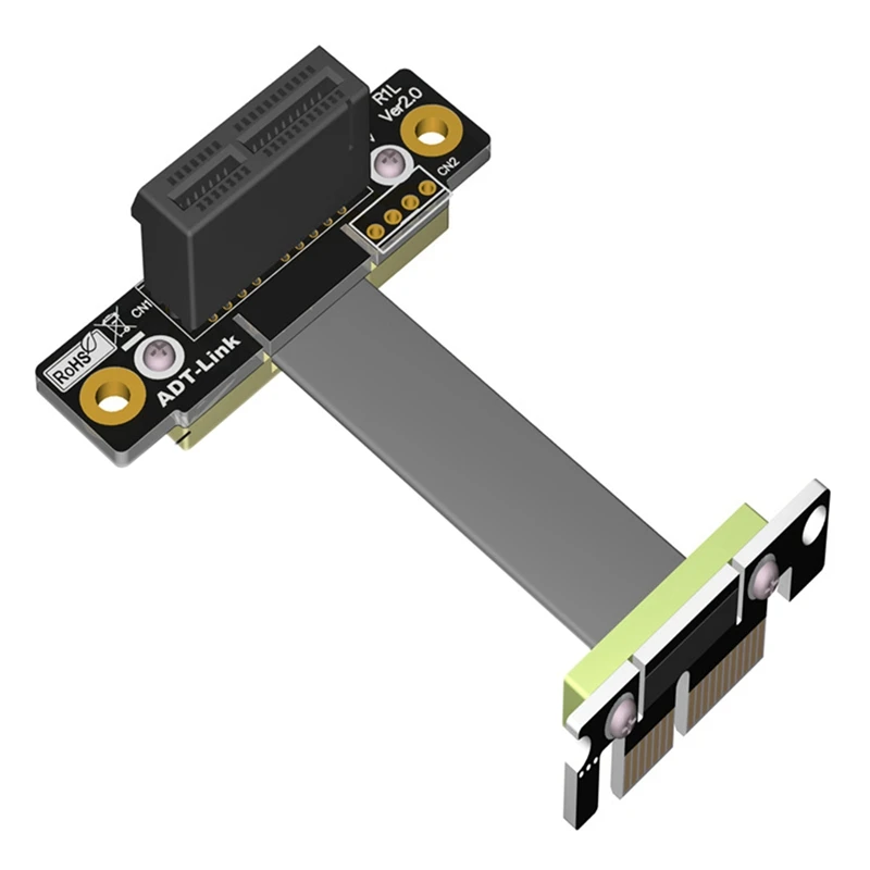 

NEW-PCIe 3.0 X1 to X1 Extension Cable R11SL-TL Dual 90 Degree Right Angle Extender 8Gbps PCI Express 1X Riser Card 5CM