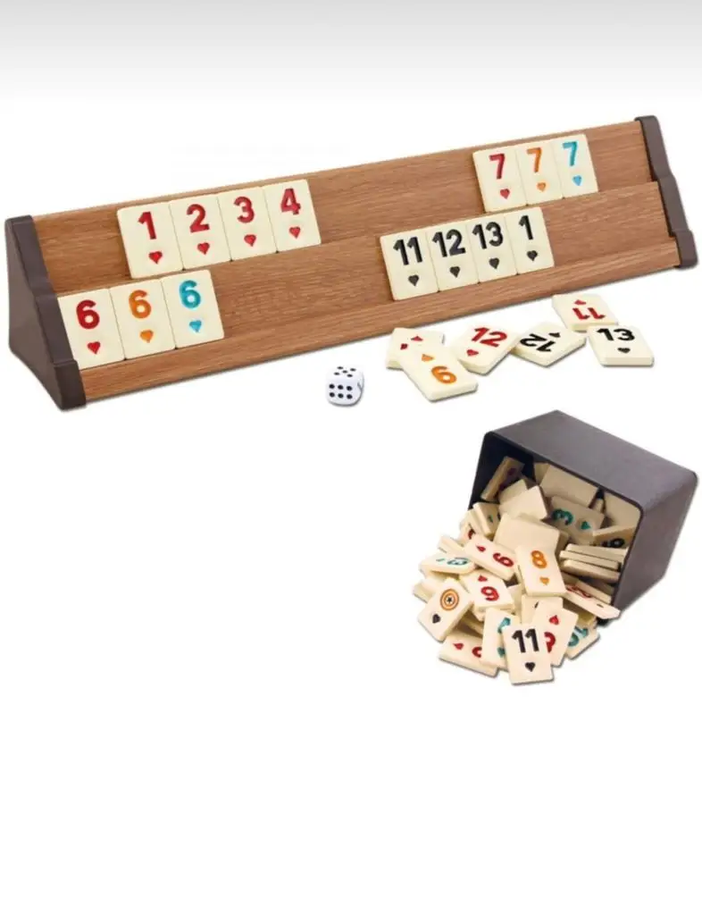 

Turkish Okey game Rummy game set Wooden handmade family mother child friend gift holder stone board game set