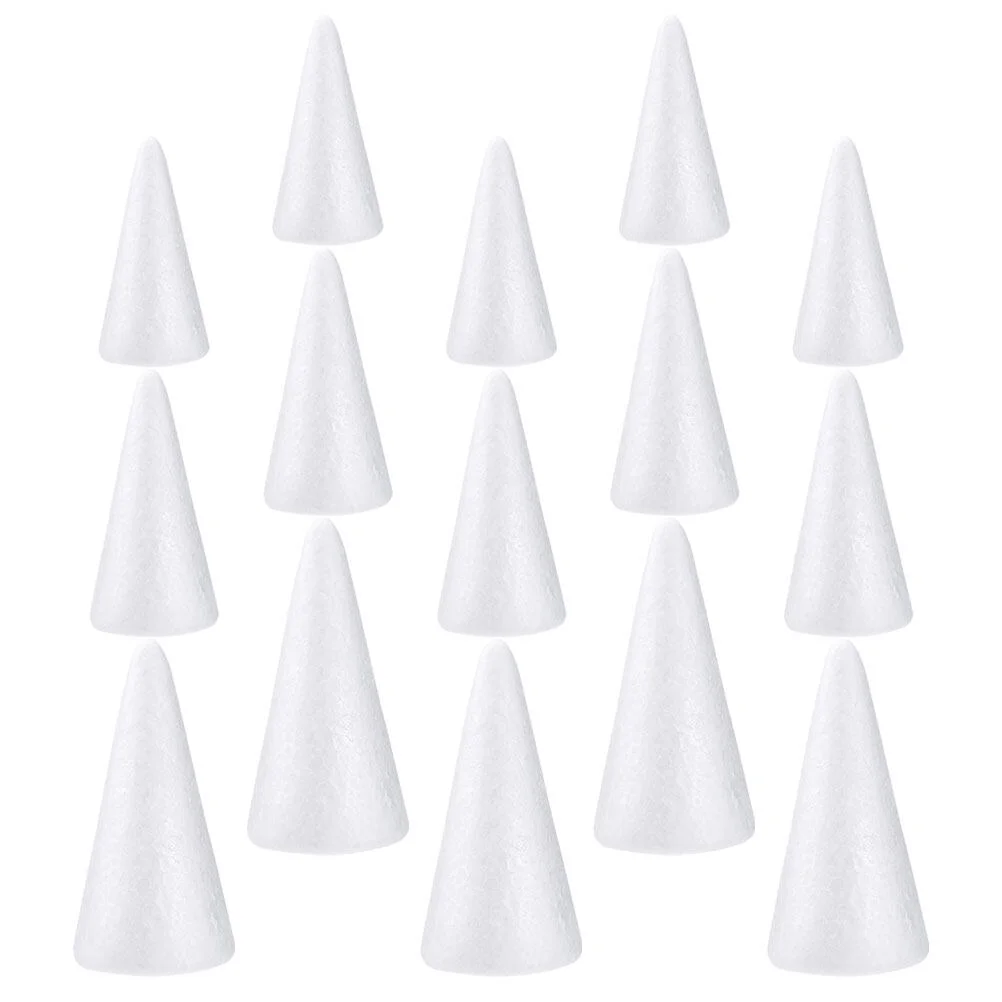 

15 Pcs Foam Cone Craft Cones Drawing Toys Christmas Decor Foams Decoration DIY White Plaything Decorate Kindergarten