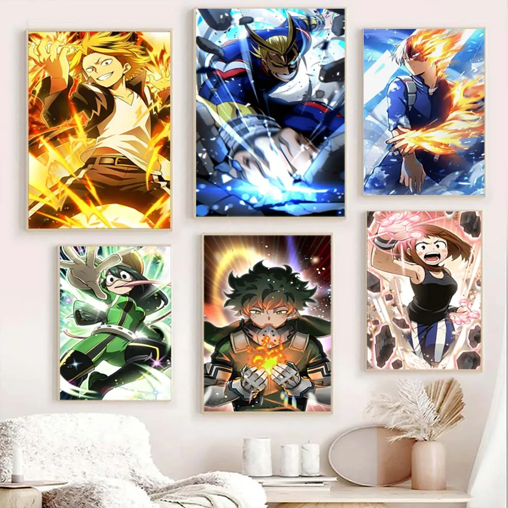 

Japanese Anime Posters My Hero Academia Wall Art Mural Izuku All Might Characters Figure Canvas Painting Nursery Bedroom Decor