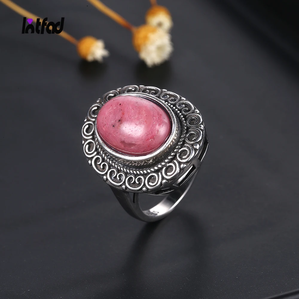 

Vintage Natural Rhodochrosite 925 Sterling Silver Jewelry Rings Women's Fine Tiger Eye Jewelry Gift Finger Ring Wholesale