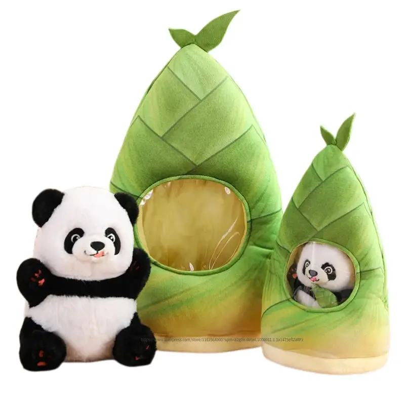 

Creative Panda Doll Hiding in a Bamboo Shoot Plush Bag Cushion Stuffed Animal Panda Bear Hug on the Bamboo Toy for Kids Birthday