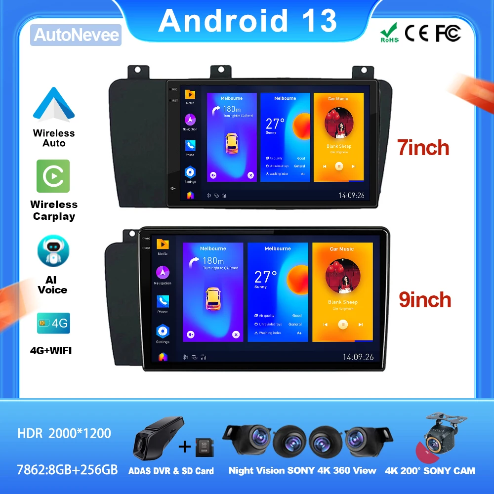 

Android For Volvo XC70 V70 S60 2004 - 2009 Car Auto Carplay Radio Stereo Head Unit Multimedia Head HDR QLED BT No 2din DVD Wifi