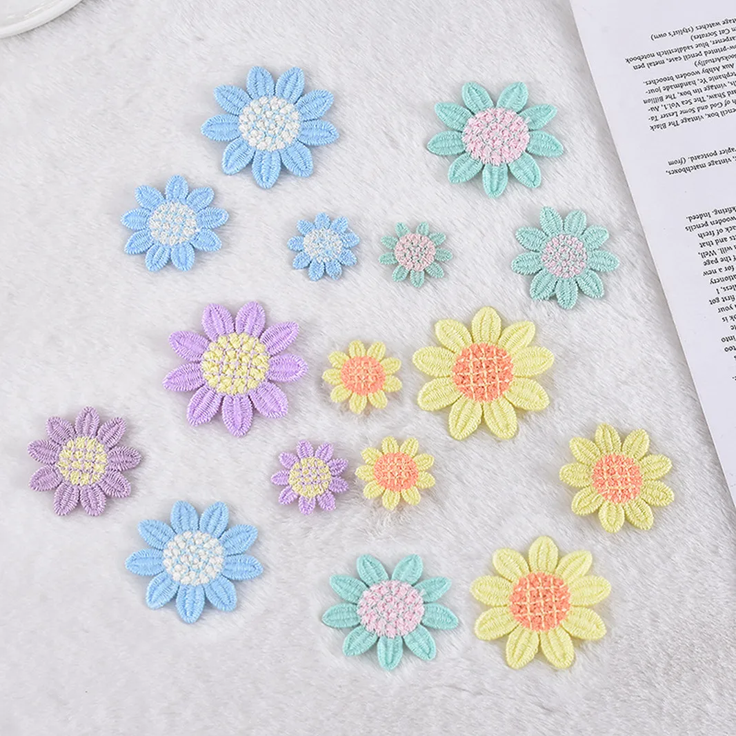 15 шт. Симпатичные вышитые яркие цветочные тканевые нашивки сделай сам наклейки с