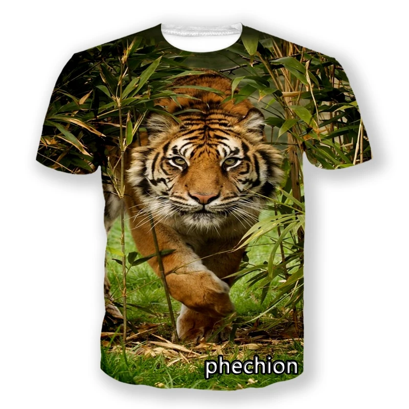 

phechion New Fashion Men/Women Tiger 3D Print Short Sleeve T-Shirt Casual Hip Hop Summer T Shirt Tops S113