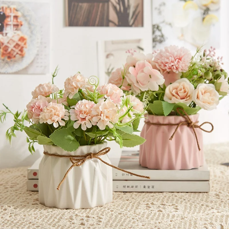 

Искусственные растения для украшения дома, аксессуары для украшения комнаты, свадебное украшение, искусственные цветы, настольный бонсай