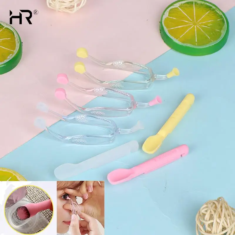 

2pcs/box Eye Care Contact Lenses Inserter Remover Silicone Soft Tip Tweezer Stick Case Set Contact Lenses Wearing Tools
