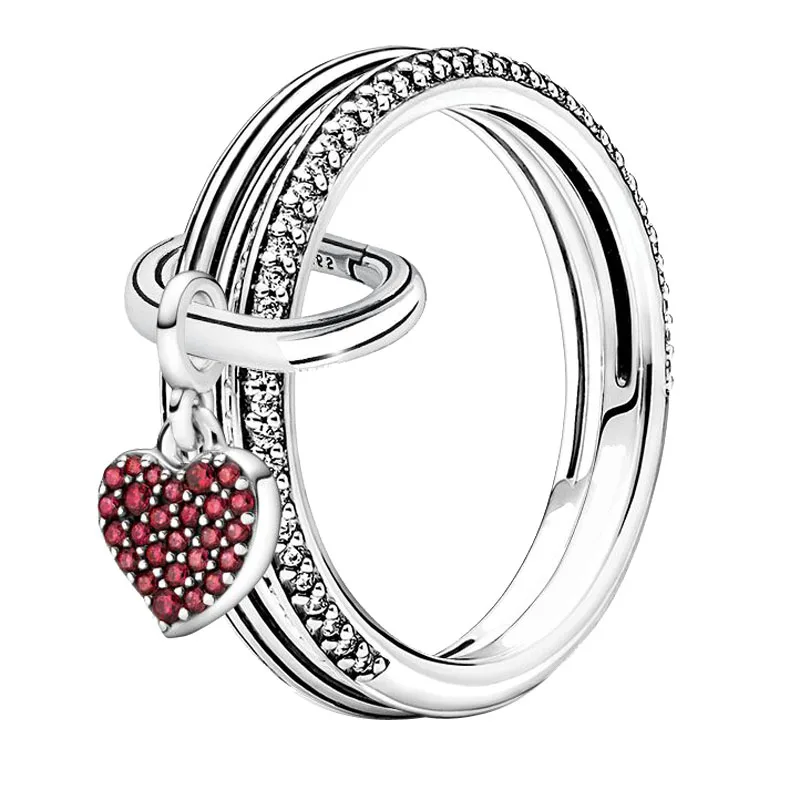 

Authentic 925 Sterling Silver Popular My Styling Ring Love Ring Set With Crystal For Women Jewelry Birthday Gift