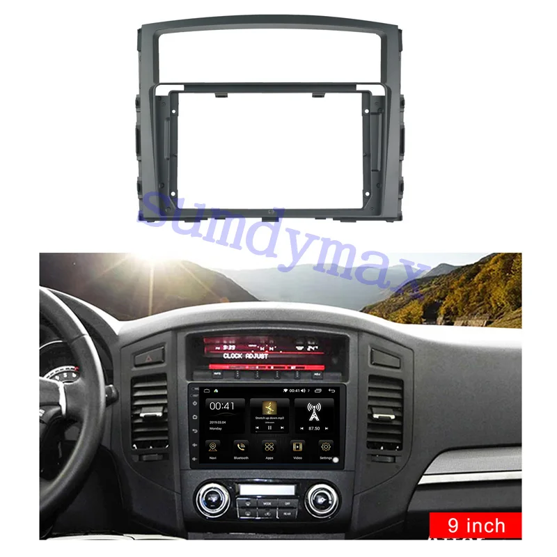 

9" android Car DVD Frame Audio Fitting Adaptor Dash Trim Facia Panel For MITSUBISHI Pajero V97 V93 V87 2006-2016 car radio frame