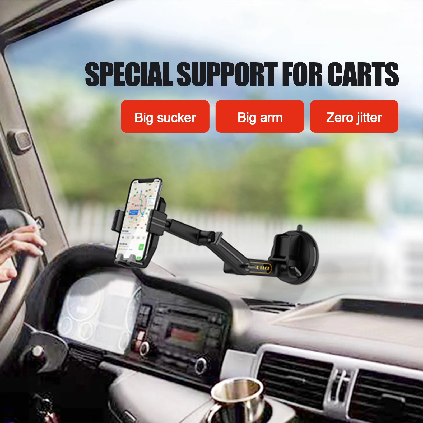 car phone mount holder adjustable height long arm suction cup universal for truck auto dashboard cell phone bracket heavy duty free global shipping