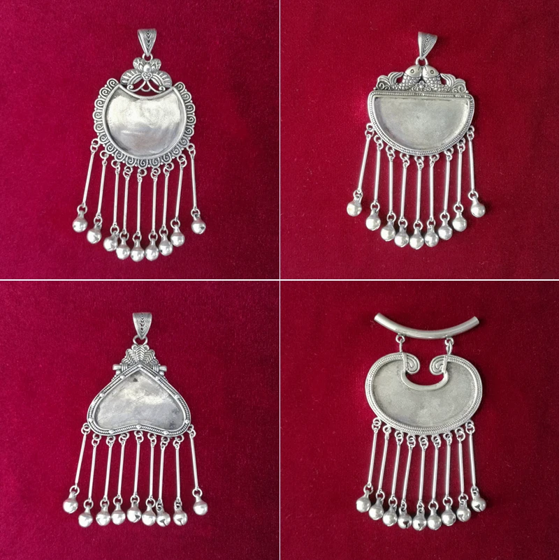 

Серебряная подвеска Guizhou ручной работы Miao, подвеска, подвеска, аксессуары в старинном стиле, основа подвески, подвески для ушей