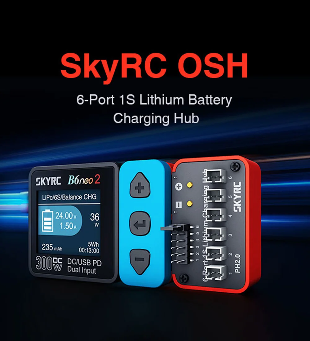 Фото Зарядный хаб SKYRC OSH на 6 портов для LiPo, LiFe, Li-ion, LiHV аккумуляторов, совместим с B6neo, B6ACneo, B6neo+, B6neo 2 №5