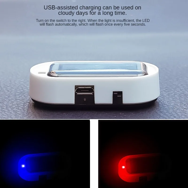 

2Pcs Car LED Solar Powered Fake Security Light Simulated Dummy Alarm Wireless Warning Anti-Theft Caution Lamp Flashing Imitation