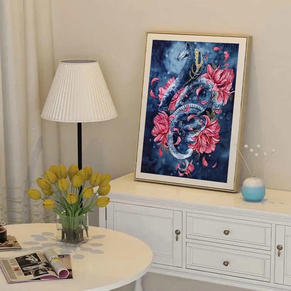 

5D DIY Diamond Drawing Cartoon Viper and Flower Full Square Round Rhinestone Cross Stitch Exquisite Home Bedroom Decoration