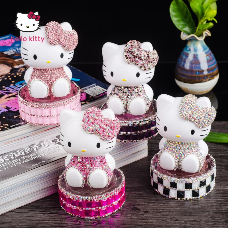 

Автомобильный подвесной держатель для духов Hello Kitty, Алмазное украшение для автомобиля, милое креативное украшение «сделай сам», женское ук...