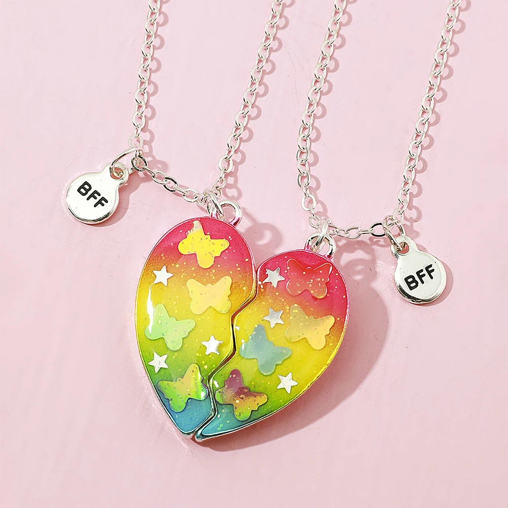 

Fashion Cute BFF Tao Hexin Friendship Magnet Phase Children Necklace 2 Package Personality Good Friends Love Necklace Child