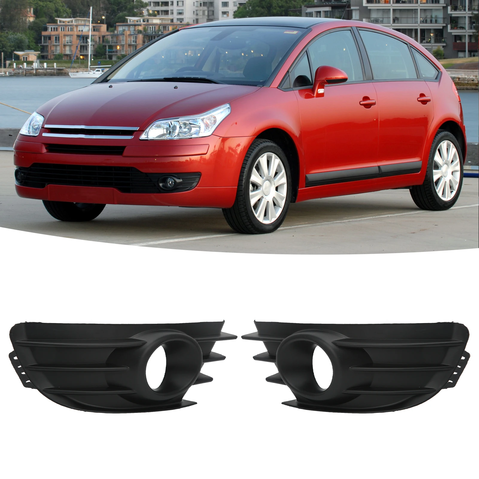 

1 пара переднего бампера, противотуманная фара, черная накладка на противотуманную фару, замена накладки для Citroen C4 2004-2008 гг.