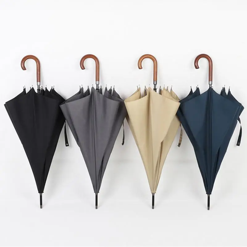 Long Shade Umbrella Wooden Handle Japanese Style Men Umbrella Rain Windproof 8 Ribs Fiberglass Stick Golf Umbrellas Paraguas