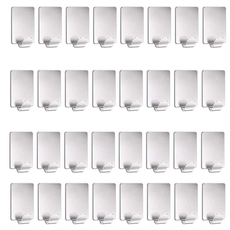 

32 Pcs Self-Adhesive Hooks,Stainless Steel Towel Hooks,No Drilling Coat Hooks Wall Hooks For Ceiling Kitchen Bathroom