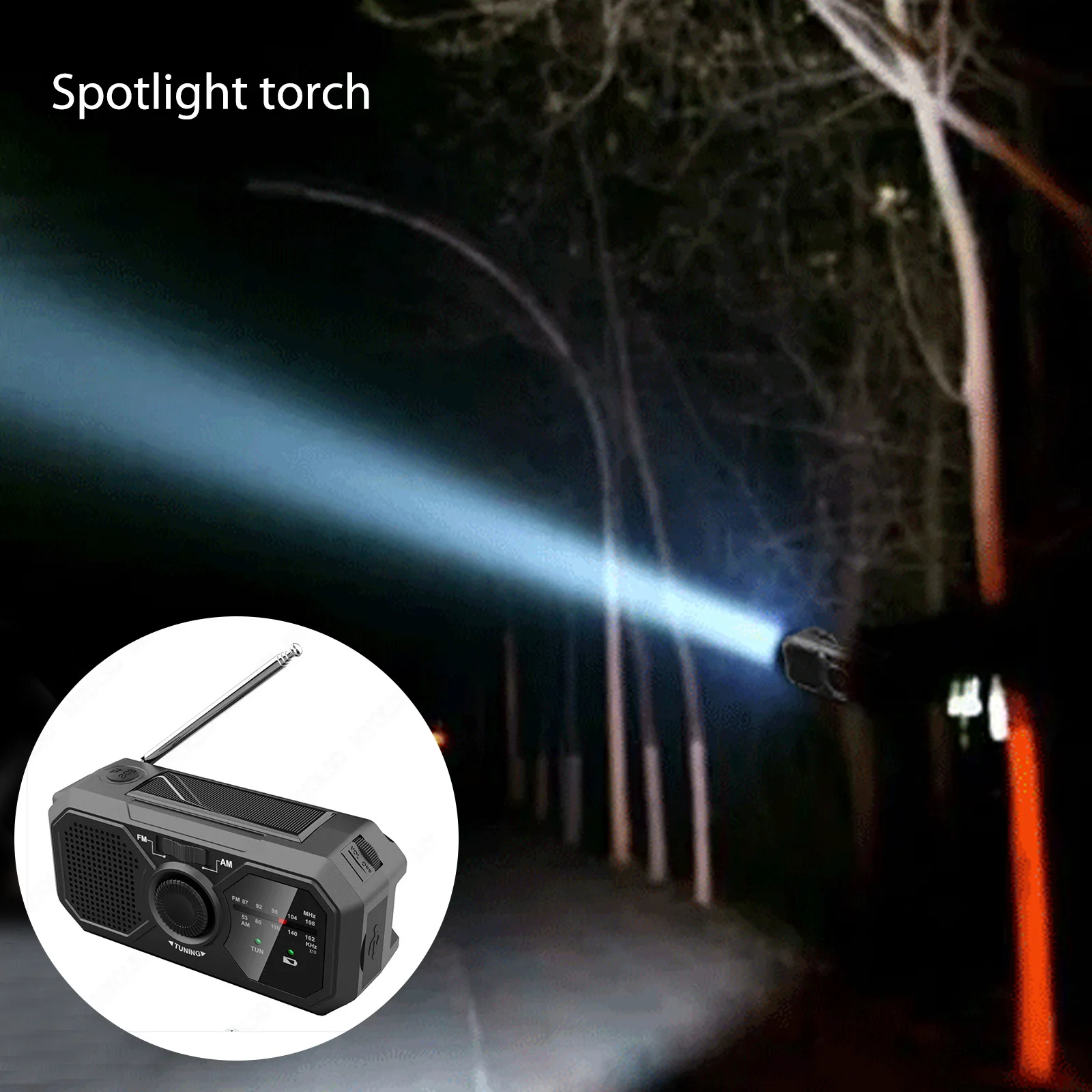 

Hand Crank Radio LED Flashlight Solar Power Hand Crank Radio 1200mAh Battery SOS Alarm for Outdoor Camping Hiking