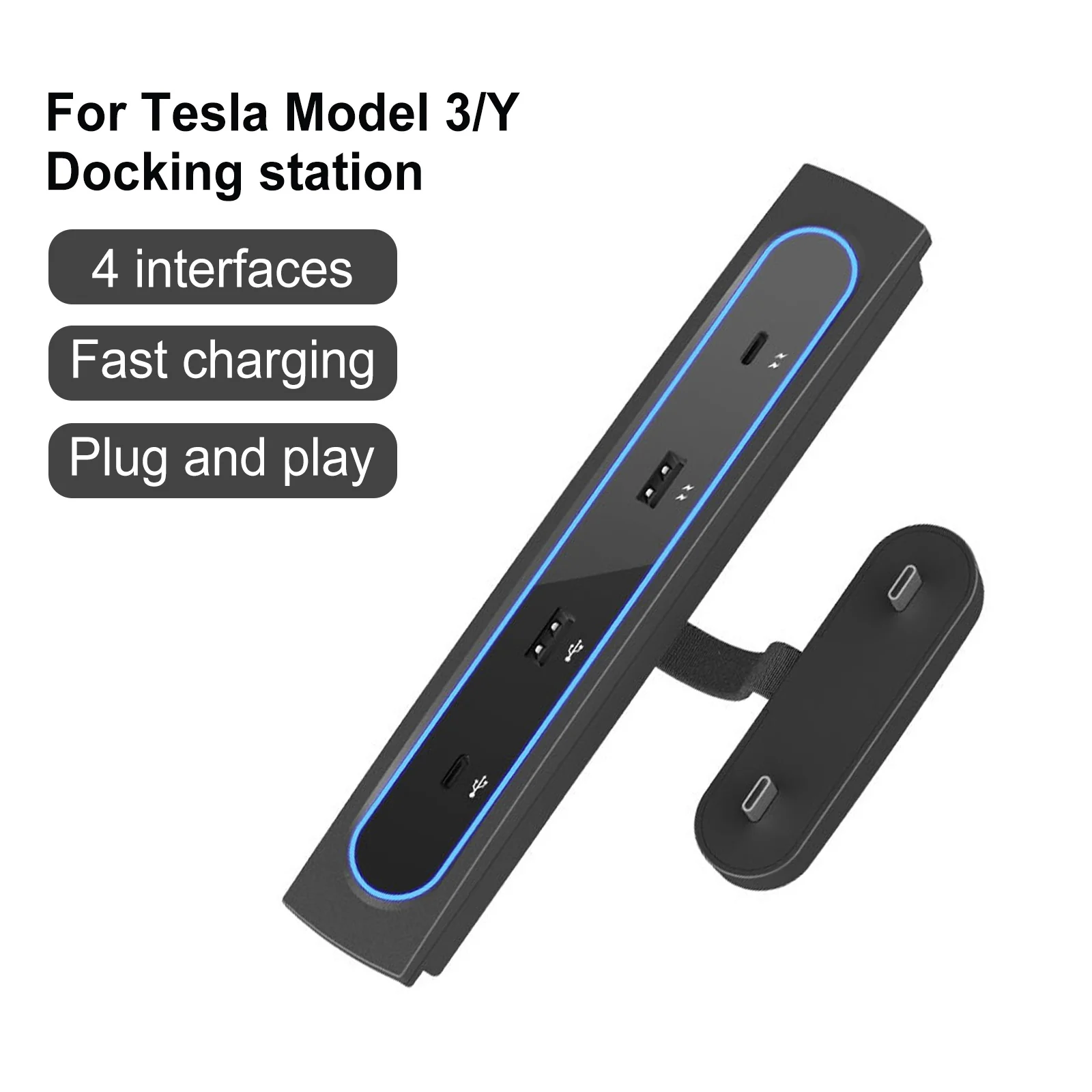 

Интеллектуальная док-станция для быстрой зарядки 27 Вт, USB-разветвитель, декоративные аксессуары, подходят для Tesla Model 3, модели Y 2021