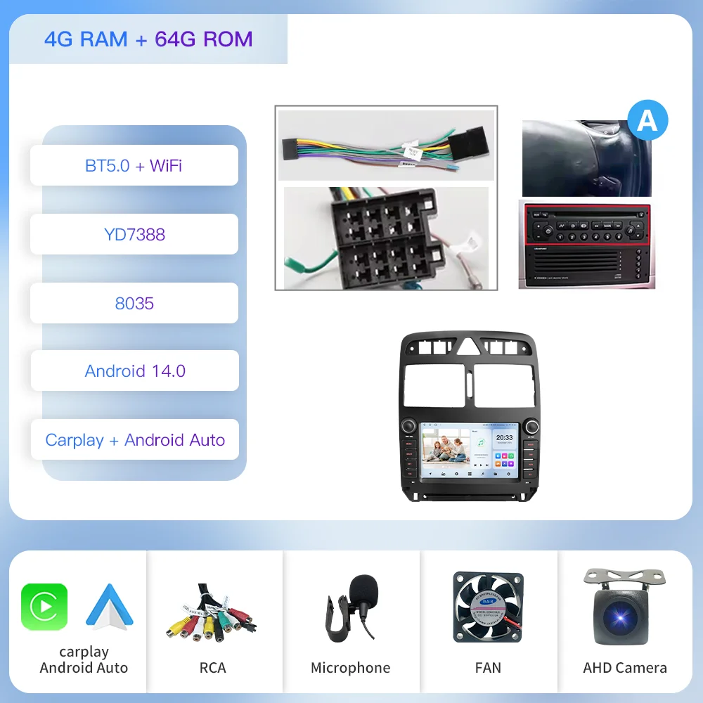 

Автомобильный радиоприемник Kapud Android 12, мультимедийный плеер, видео CarPlay, автоматический для Peugeot 307 307CC 307SW 2004-2013, GPS-стерео SWC