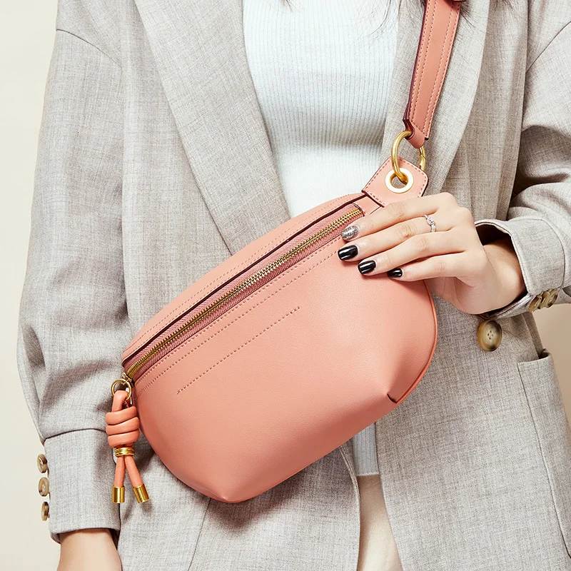 

Модная забавная поясная сумка из 2020 натуральной кожи, сумка-слинг от известного бренда, Женская поясная сумка, кожаная дорожная нагрудная сумка для женщин