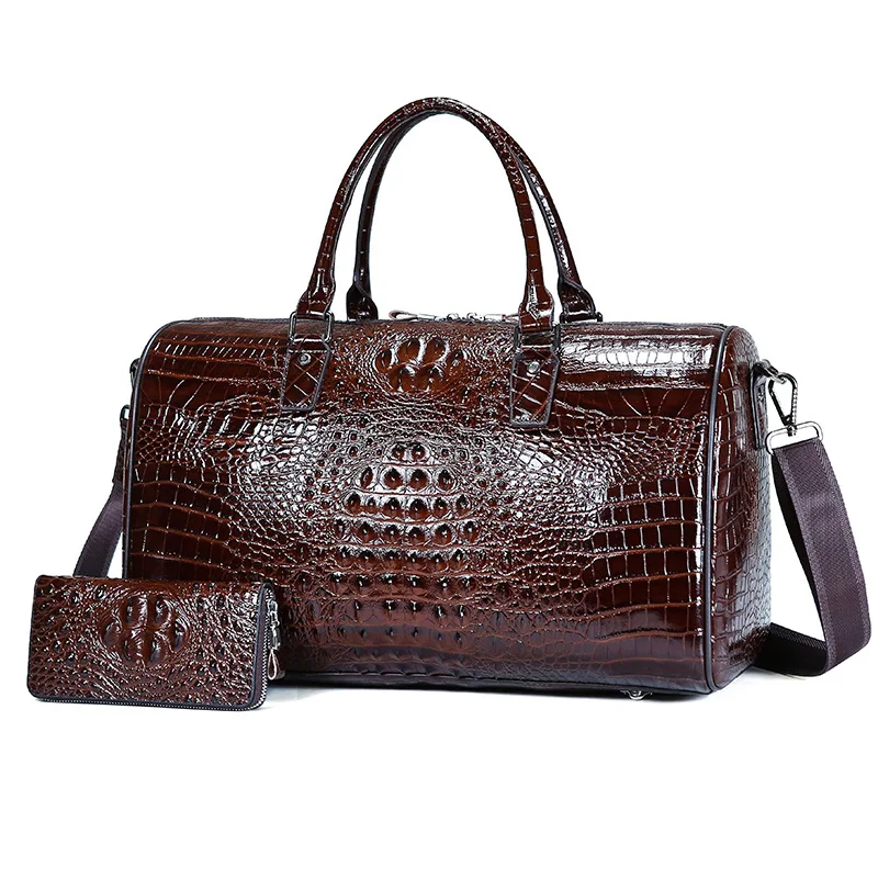 2022 New Cow Genuine Alligator Leather Travel Bags Luxury Men Large Capacity Portable Male Shoulder Bags Brand Travel Duffle Bag