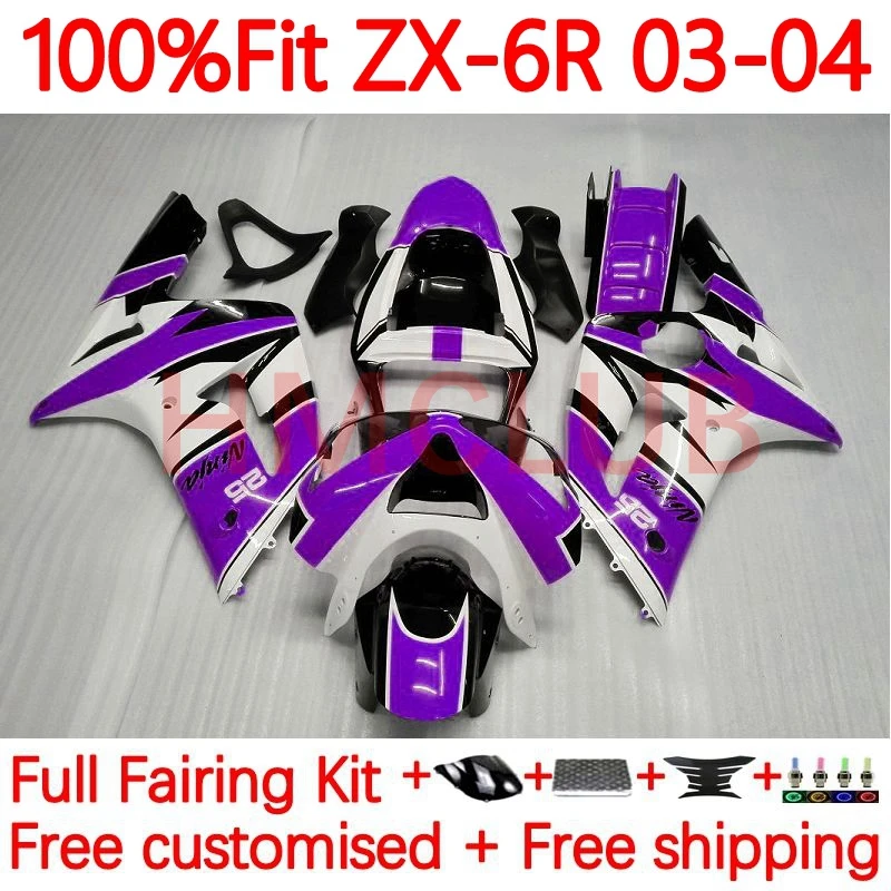 

Инъекция OEM для KAWASAKI NINJA ZX-636 ZX 6R 636 6 R 600CC ZX636 ZX6R 2003 2004 ZX600 03 04 обтекатель 55No.50 фиолетовый белый