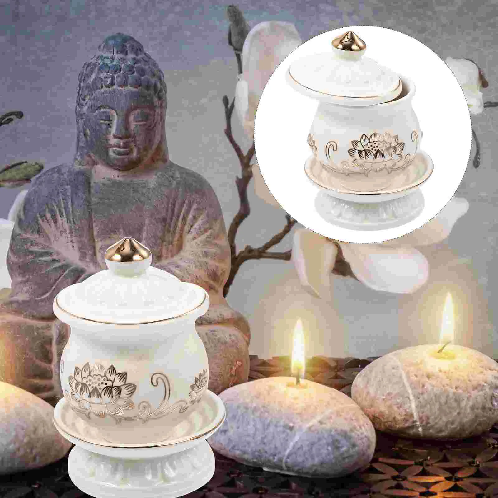 

Ceramic Decor Ritual Offering Cup Water Container Worship Mug Ceramics Water Cup Tibetan Cup