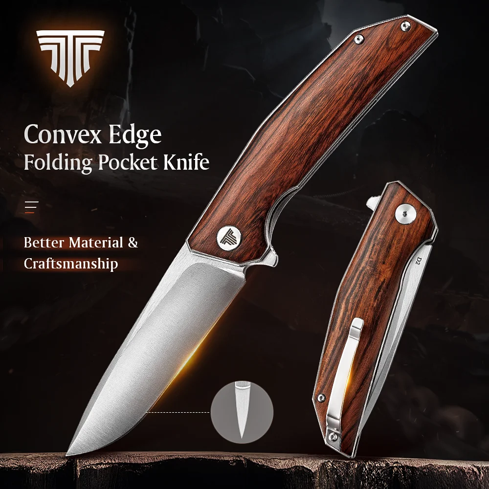 TRIVISA Flipper Pocket Ball Bearing Folding EDC Handmade Knife with 3.74