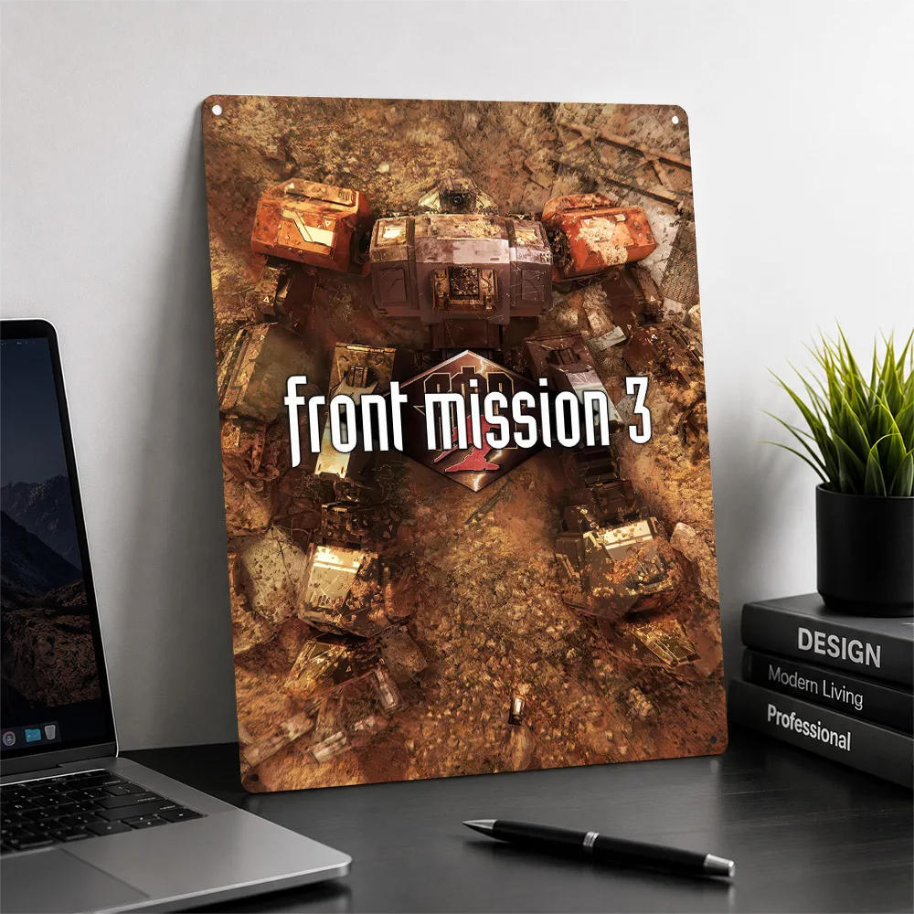 Фото Металлическая винтажная табличка Front Mission 3 с 3D-текстурой и принтом, на заказ, для декора стен, украшения комнаты, декоративный элемент №2