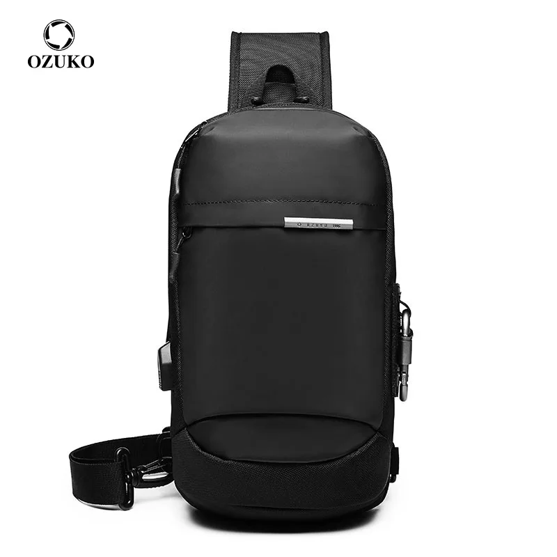 

OZUKO Brand Crossbody Men Bag Multifunction Sling Shoulder Bag Fashion Chest Pack for Male Short Travel Waterproof Messenger Bag