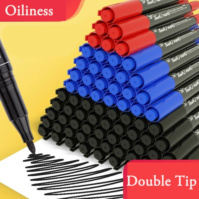 10/5pcs Fine-Tip Chisel-Tip Double Ended Permanent Marker Waterproof For Kids, Students, Drawing, Outlining, Marking, Non-Toxic