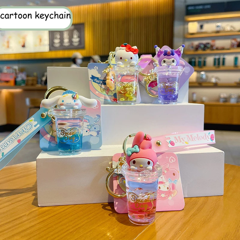 

Kawaii My Melody Hello Kitty Key Ring Anime Cartoon Cinnamoroll Kuromi Car Keychain Cute Bag Pendant Kids Girl Ornament Gifts