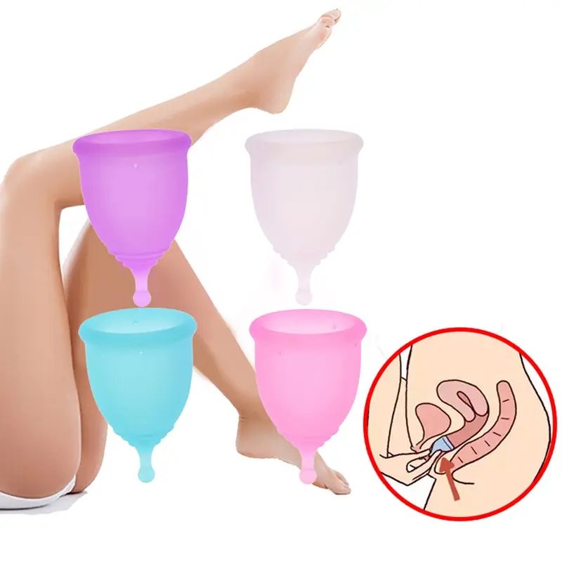 

4PCS Medical Silicone Menstrual Cup Feminine Hygiene Menstrual Period Reusable Vaginal Cups With Cleaning Brush Bag Manual