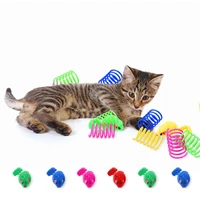 10pcs plush mouse multi color random toy for cat dog wide durable heavy gauge coil spiral springs exercise bounce pet game